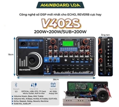 Mạch Loa Kéo V402S - 2 Kênh Stereo Echo Reverb Có Cắt Sub 19x38