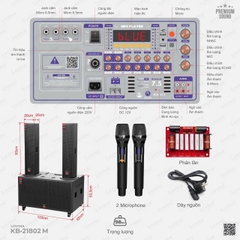 Loa Kéo di động Lovina KB-21802M, 2 bass 50, Công suất 1500w