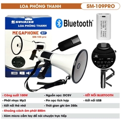 Loa phóng thanh cầm tay sunrise SM-109 PRO mp3, usb , thẻ nhớ, bluetooth, còi hú, ghi âm, pin sạc, 100w