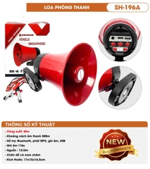 Loa phóng thanh cầm tay SH-196A, Công suất 50w
