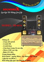 Loa kéo di động Soundbox SB-6616 ,2 bass 40cm ,Công suất lớn