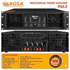 Cục đẩy công suất 4 kênh bosa, 80 Sò PA8.8, Công suất 1850W/1CH