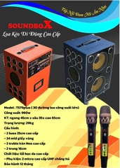 LOA KÉO DI ĐỘNG SOUNDBOX T579PLUS 25 ĐÔI, 30 ĐƯỜNG TIẾNG, 950W, 2 MICRO UHF