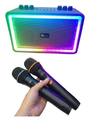 Loa xách tay - loa trợ giảng KC BOX L2, đèn led, kèm 2 micro,100w