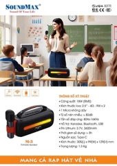 Loa Trợ giảng SoundMax M-3, Bluetooth,Usb, 18w 1 Micro