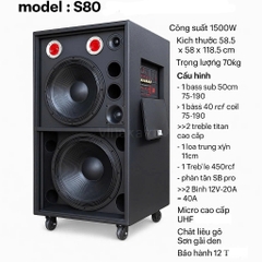 Loa kéo di động S80 Xài mạch công suất T900S,1 Full 1 sub công suất 1500W