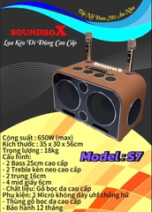 Loa kéo di động SoundBox S7, 2 Bass 25,Công suất 450W