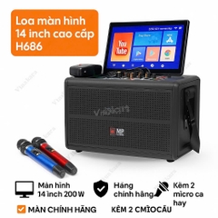 Loa Xách tay màn hình Bass 20 kèm màn hình 14 inch cao cấp , 3 đường tiếng H686