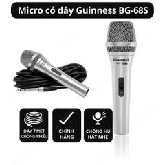 Micro có dây Guinness BG-68S, kim loại, hát nhẹ, VAT