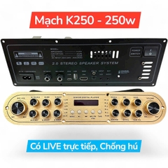 Mạch loa kéo K250 công suất 250W, Cổng Live,Chống hú, Quạt làm mát