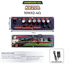 Mạch loa kéo  KV208 , tích hợp đầy đủ Bluetooth, USB, Guitar, Micro, AUX