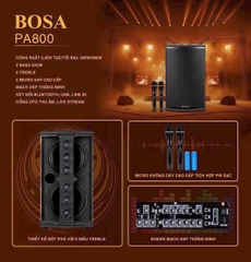 Loa Di Động Bosa PA800, 2 loa bass 20+ 6 loa treble