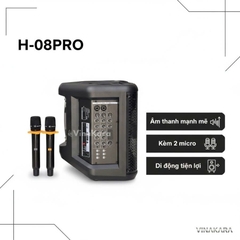 Loa kéo di động xách tay H-08PRO , Kèm 2 micro ,công suất 800W