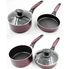 Set 2 nồi chảo 16cm kèm nắp đậy dùng được bếp từ - Hàng Nhật nội địa