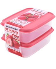 Set 2 hộp nhựa đựng thực phẩm Fitin Pack 600ml nắp dẻo- Hàng Nhật nội địa