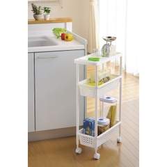 Kệ để đồ nhà bếp 3 tầng cao cấp có bánh xe- Hàng Nhật nội địa