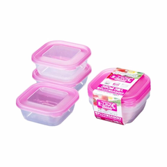 Set 3 hộp nhựa 380ml màu hồng- Hàng Nhật nội địa