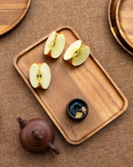 Khay gỗ Kaiyo hình chữ nhật, kích thước 30x20x2cm - Hàng Nhật nội địa