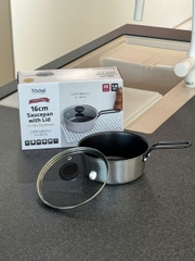 Quánh chống dính phủ inox 3 lớp liền đáy Tri-Ply Todaii - 16cm mini, nắp kính - Hàng Nhật nội địa