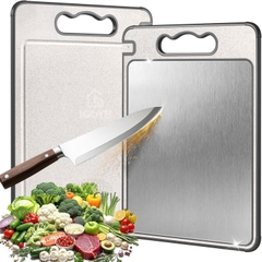 Thớt 2 mặt inox 304 và nhựa lúa mạch PP kháng khuẩn cao cấp Mirai 25x36cm - Hàng Nhật nội địa