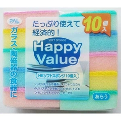 Set 10 miếng mút rửa ly, cốc Happy Value - Hàng Nhật nội địa