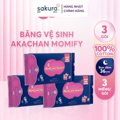 Băng vệ sinh Akachan Pharmacist ban đêm 36cm ( 3 miếng) - Hàng Nhật nội địa