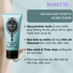 SỮA RỬA MẶT ROSETTE NHẬT BẢN ACNE CLEAR DÙNG CHO DA MỤN 120G - Hàng Nhật nội địa