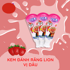 Kem đánh răng trẻ em LION 40g vị dâu - Hàng Nhật nội địa