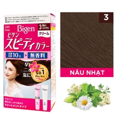 Thuốc nhuộm tóc phủ bạc nhanh 10p Nhật Bản Bigen Speedy Color Cream màu 3 (nâu sáng) - Hàng Nhật nội địa