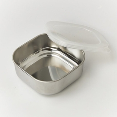 Hộp inox đựng thực phẩm có nắp dáng vuông Echo 10x10cm - Hàng Nhật nội địa