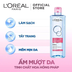 Nước Tẩy Trang L'Oreal Paris Micellar Water 3-in-1 Dưỡng Ẩm Cho Da Thường Khô 400ml