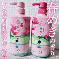 Set gội xả Ichikami Kracie màu hồng 480ml - Hàng Nhật nội địa