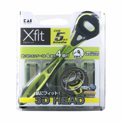 Set dao cạo râu 5 lưỡi kép Xfit KAI (1 thân, 4 lưỡi thay thế), hộp vuông- Hàng Nhật nội địa