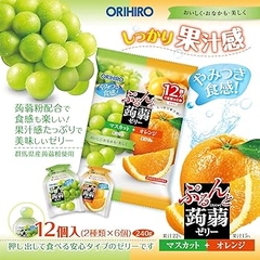 Thạch trái cây Orihiro vị nho xanh và cam 12 chiếc - Hàng Nhật nội địa