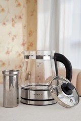 Ấm siêu tốc thuỷ tinh kèm lõi lọc trà Kaiyo 1,7L, model KEK-062 - Hàng Nhật nội địa