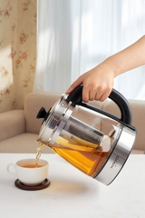 Ấm siêu tốc thuỷ tinh kèm lõi lọc trà Kaiyo 1,7L, model KEK-062 - Hàng Nhật nội địa