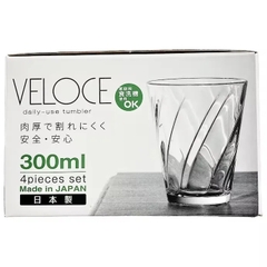 Set 4 cốc thủy tinh 300 ml Aderia (họa tiết vân chéo) - Hàng Nhật nội địa