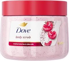 Tẩy Tế Bào Chết Dove Body Scrub Gommage Corps 425g (chery & hạt chia) - Hàng Nhật nội địa