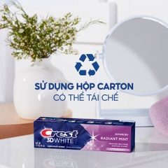 Kem Đánh Răng Crest Trắng Sáng Vượt Trội 93g 3D White Toothpaste Radiant Mint (Hàng Mỹ Nhập Khẩu Chính Hãng) - Hàng Nhật nội địa