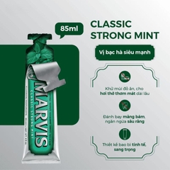 ( Ý) Kem Đánh Răng MARVIS Classic Strong Mint Xanh Lá ( Vị Bạc Hà Thơm Mát)
