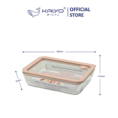 Hộp đựng thực phẩm thuỷ tinh chịu nhiệt boroốilicate hình chữ nhật Kaiyo 700ml - Hàng Nhật nội địa