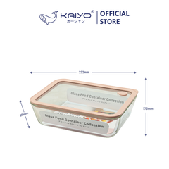 Hộp đựng thực phẩm thuỷ tinh chịu nhiệt borosilicate hình chữ nhật Kaiyo 1400ml - Hàng Nhật nội địa