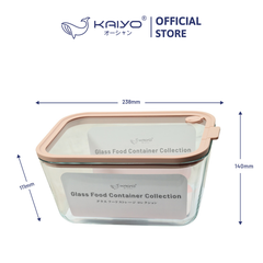 Hộp đựng thực phẩm thuỷ tinh chịu nhiệt borosilicate hình chữ nhật Kaiyo 2600ml - Hàng Nhật nội địa