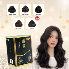 Dầu gội phủ bạc hữu cơ KOMI màu nâu đen hộp 10 gói x 25ml - hàng Nhật chính hãng