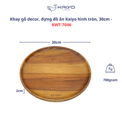 Khay gỗ Kaiyo hình tròn, đường kính 30cm - Hàng Nhật nội địa