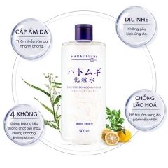 Nước hoa hồng cấp ẩm, trắng da Hanajirushi Coix Seed Skin Conditioner 500ml - Hàng Nhật nội địa