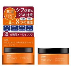 ( Gel dưỡng trắng và giảm nếp nhăn toàn diện Meishoku Medi Shot Wrinkle & White all in one 50g - Hàng Nhật chính hãng