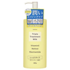 Sữa dưỡng thể dưỡng da sáng mịn và ẩm mượt – OLEVEA TRIPLE TREATMENT MILK VITAMIN (480g) - Hàng Nhật nội địa