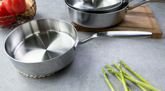 Chảo inox 316 liền khối 5-ply Premium Kaiyo - thành cao, size 20cm - Hàng Nhật nội địa