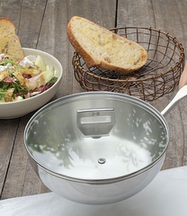 Chảo inox 316 liền khối5-ply Premium Kaiyo - sâu lòng có vung kính 20cm - Hàng Nhật nội địa